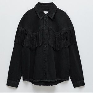 Zara Black Fringe Shacket